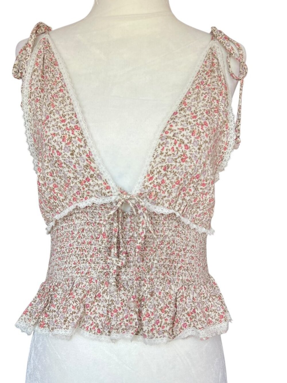 Sky to Moon Floral Cami Top Cream Pink